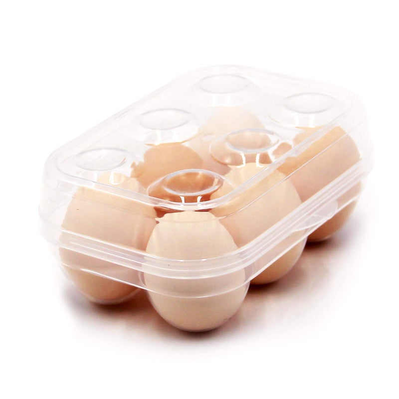 JAMOR 6 Grid Egg Storage Box Refrigerator Crisper Egg Protection Box Portable Egg Carriage Container For Camping Picnic Essential (White) - Image 1